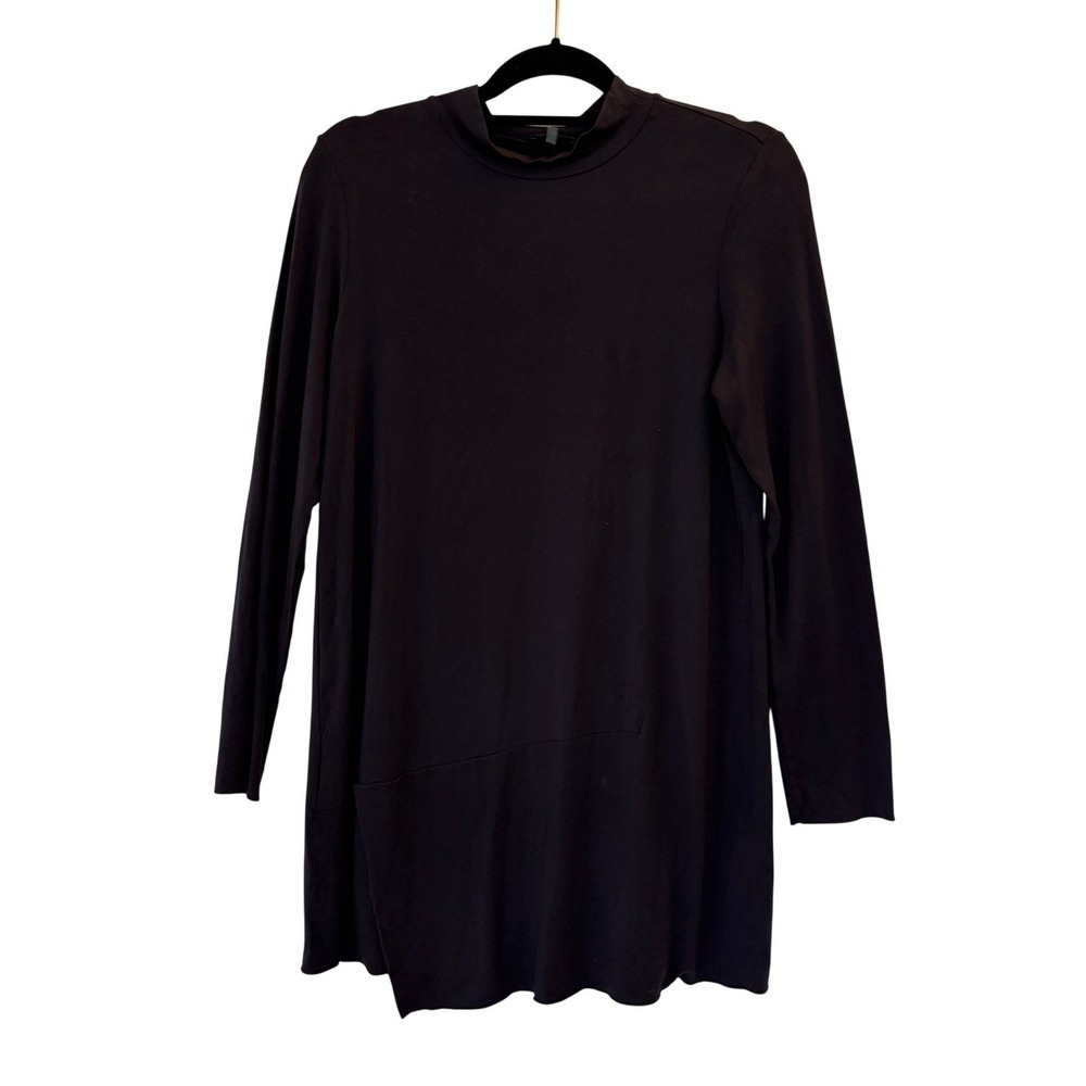 Oska Mock Neck Tunic 1 Women Small Dark Purple Asymmetrical Long Sleeve Top FLAW